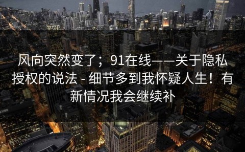 风向突然变了；91在线——关于隐私授权的说法 - 细节多到我怀疑人生！有新情况我会继续补