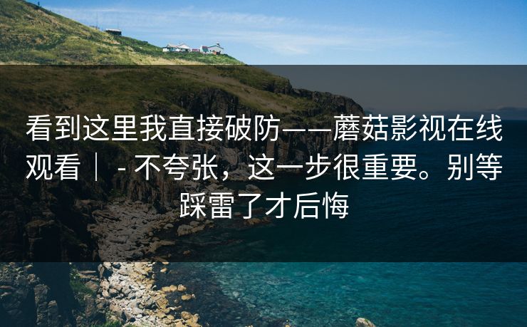 看到这里我直接破防——蘑菇影视在线观看｜ - 不夸张，这一步很重要。别等踩雷了才后悔